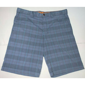 Tommy Bahama Blue Plaid Stretch Flat Front Mesh 4-Pocket Casual Shorts Men's 34